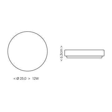 LED Laevalgusti vannituppa LIRA LED/12W/230V 4000K d. 25 cm IP44 must