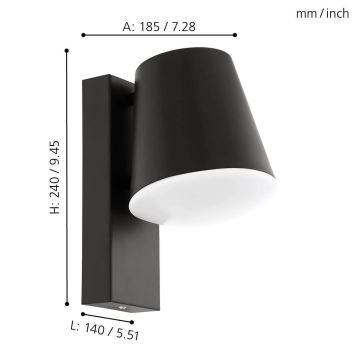 Eglo 33559 - LED Hämardatav väli seinavalgusti CALDIERO-C 1xE27/9W/230V IP44