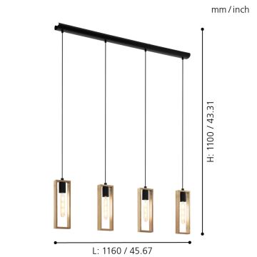 Eglo - Lühter 4xE27/60W/230V - FSC sertifitseeritud