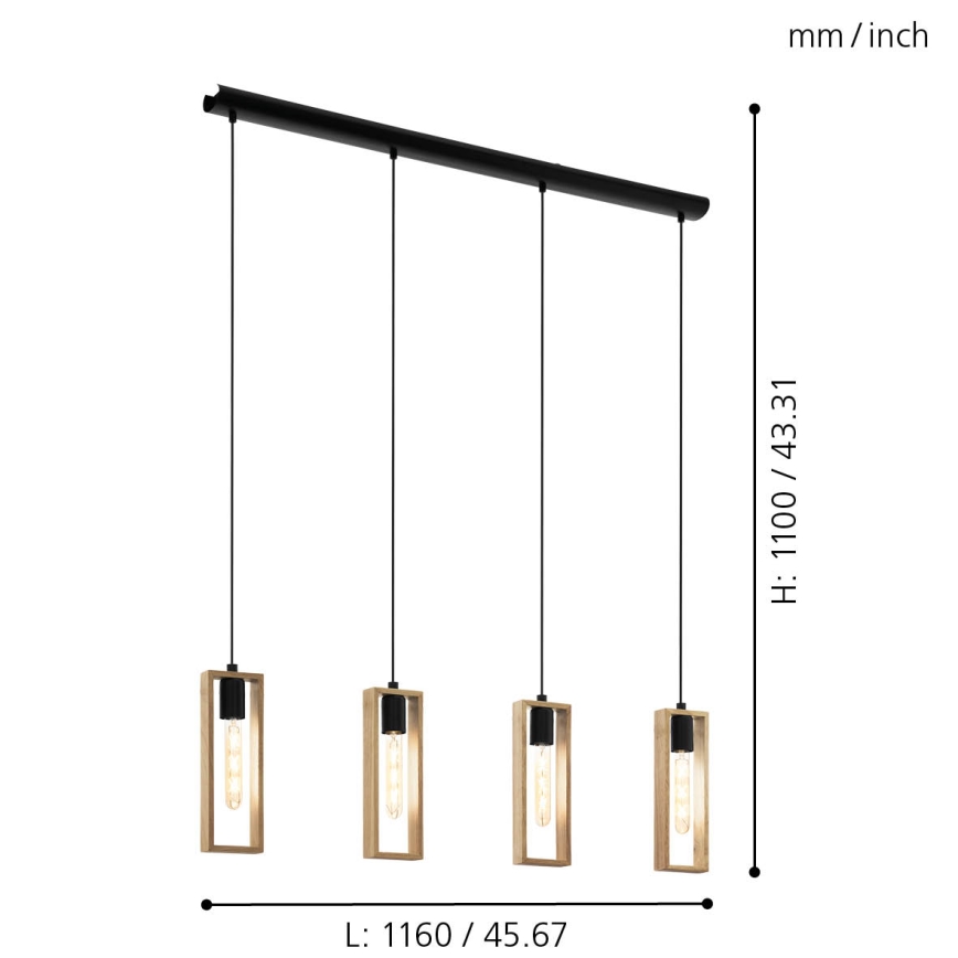 Eglo - Lühter 4xE27/60W/230V - FSC sertifitseeritud