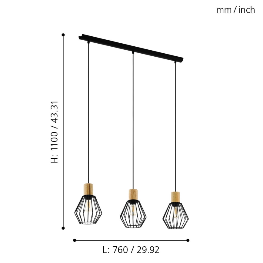 Eglo - Lühter 3xE27/60W/230V - FSC sertifitseeritud