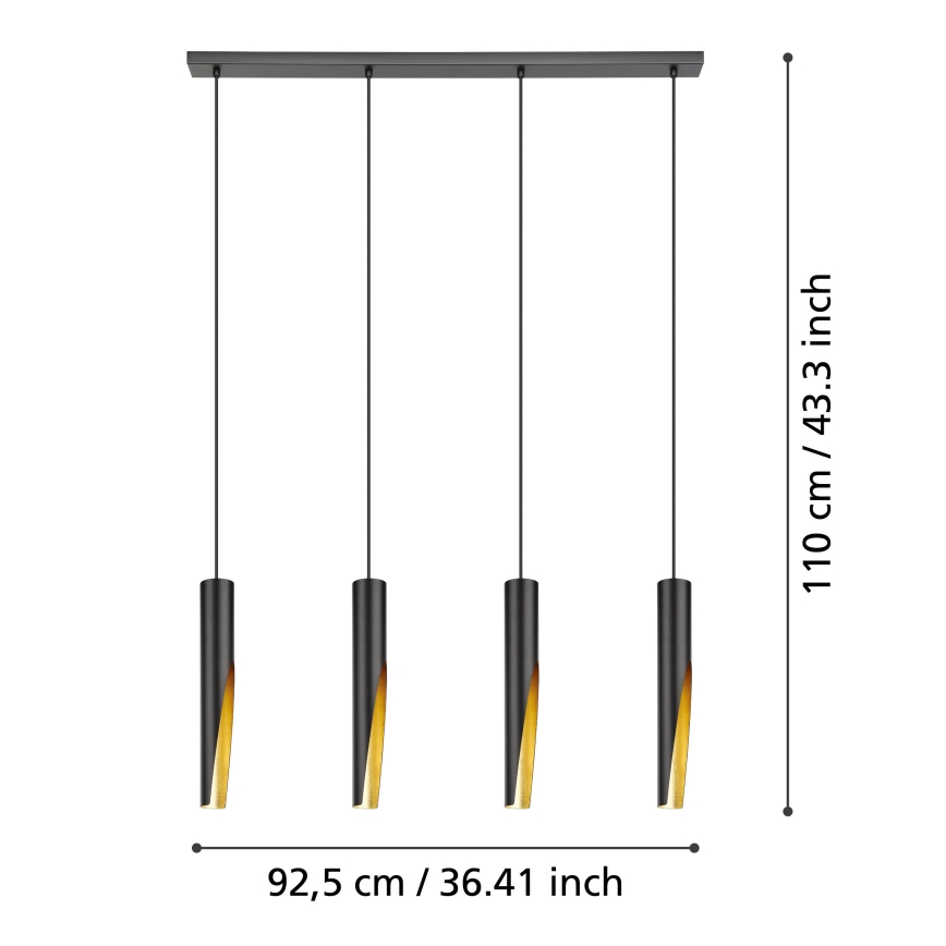 Eglo - LED Lühter 4xGU10/4,5W/230V must/kuldne