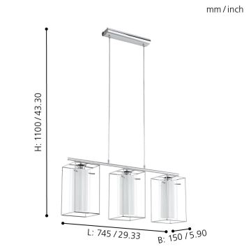 Eglo - Lühter 3xE27/60W/230V