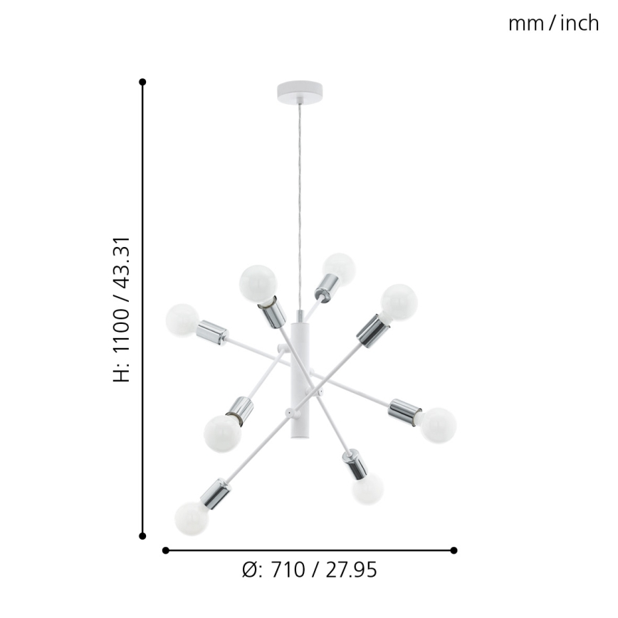 Eglo - Lühter 8xE27/60W/230V valge