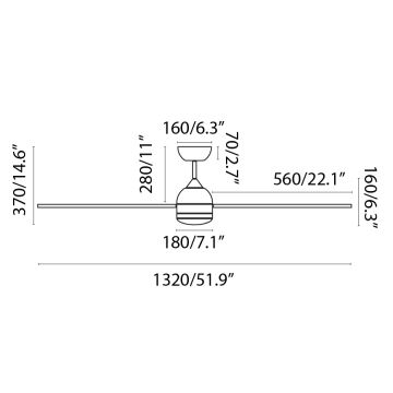 FARO 33524WP - LED Laeventilaator POROS L LED/19W/230V puit/valge d. 132 cm SMART + pult