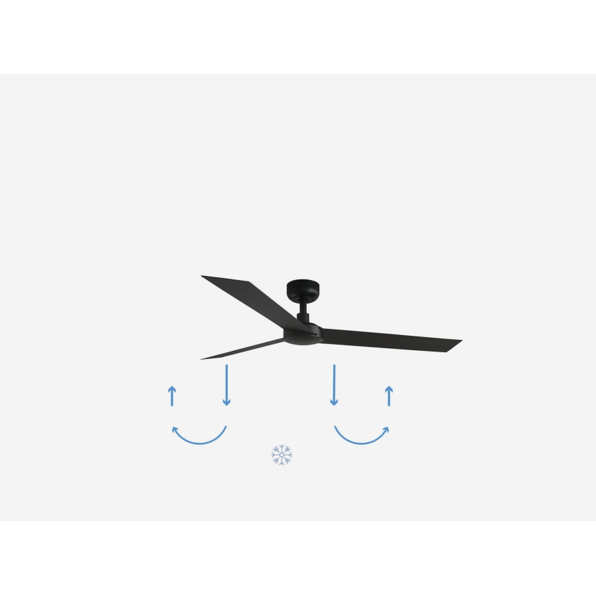 FARO 34291WP - Laeventilaator CRUISER L must d. 132 cm SMART + kaugjuhtimispult