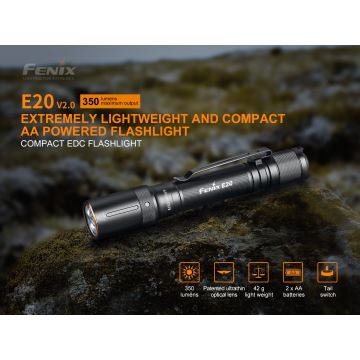 Fenix E20V20 - LED Taskulamp LED/2xAA IP68 350 lm 200 h