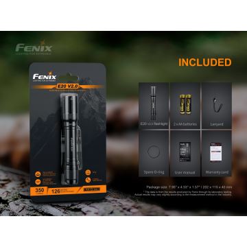 Fenix E20V20 - LED Taskulamp LED/2xAA IP68 350 lm 200 h