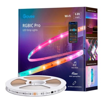 Govee - Wi-Fi RGBIC Smart PRO LED Valgusriba 3m - väga vastupidav