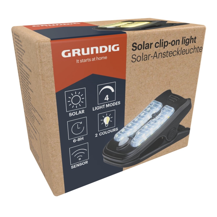 Grundig - LED Päikesepaneeliga valgusti anduriga CLIP-ON LED/4W/3,7V IP44