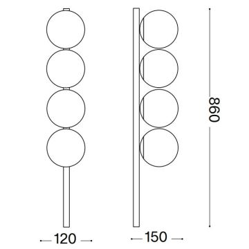 Ideal Lux - LED Laevalgusti BINOMIO 4xG9/3W/230V kuldne