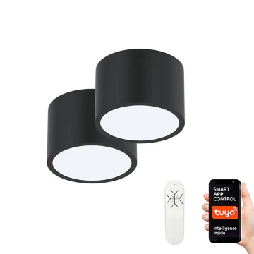 Immax Neo 07023L-15BD - Komplekt 2x LED Hämardatav laevalgusti RONDATE must 2xLED/12W/230V + kaugjuhtimispult Tuya