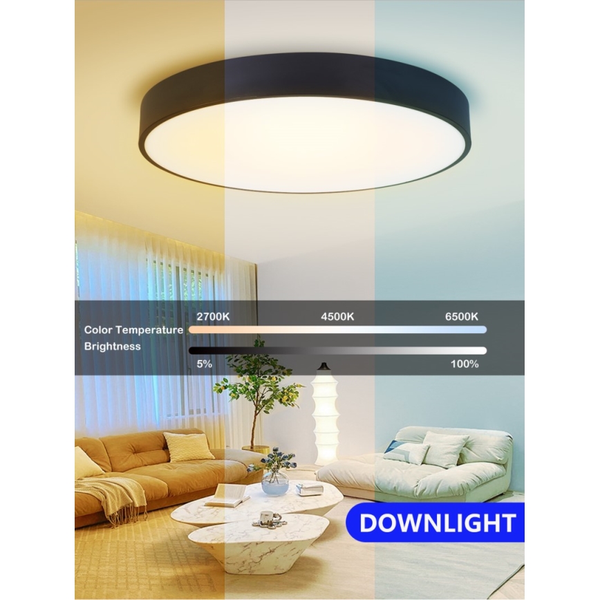 Immax NEO 07203L-LED Hämardatav laevalgusti RONDATE 65W/230V 3000-6000K Tuya must + kaugjuhtimispult