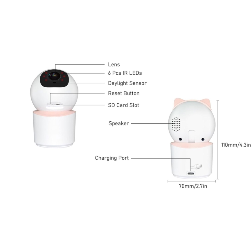 Immax NEO 07789L - Nutikaamera anduriga 355° 50° P/T 4MP Wi-Fi Tuya roosa