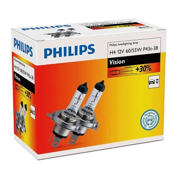 KOMPLEKT 2x Autopirn Philips VISION 12342PRC2 H4 P43t-38/60W/55W/12V 3200K
