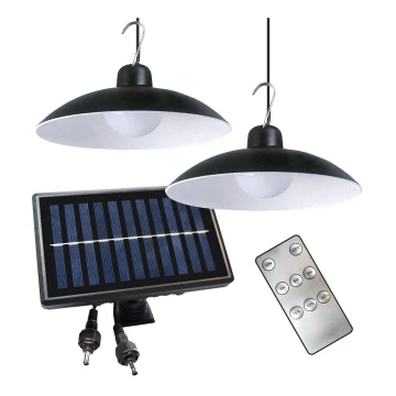 KOMPLEKT 2x LED Hämardatav rippvalgusti päikesepaneeli ja hämarusanduriga LED/6W/3,7V 2000 mAh IP44 + kaugjuhtimispult
