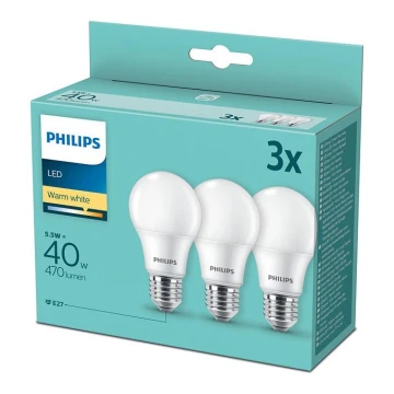 KOMPLEKT 3x LED Pirn Philips E27/5,5W/230V 2700K