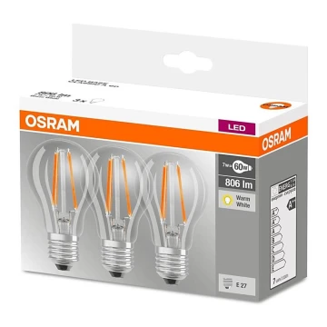 KOMPLEKT 3x LED Pirn VINTAGE E27/7W/230V 2700K - Osram