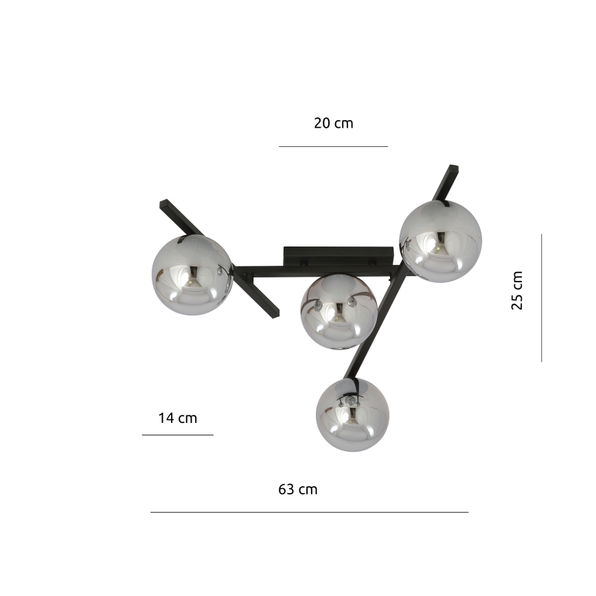 Laevalgusti SMART 4xE14/10W/230V must/hall