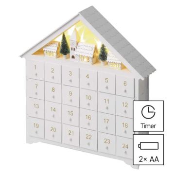 LED advendikalender 8xLED/2xAA valge