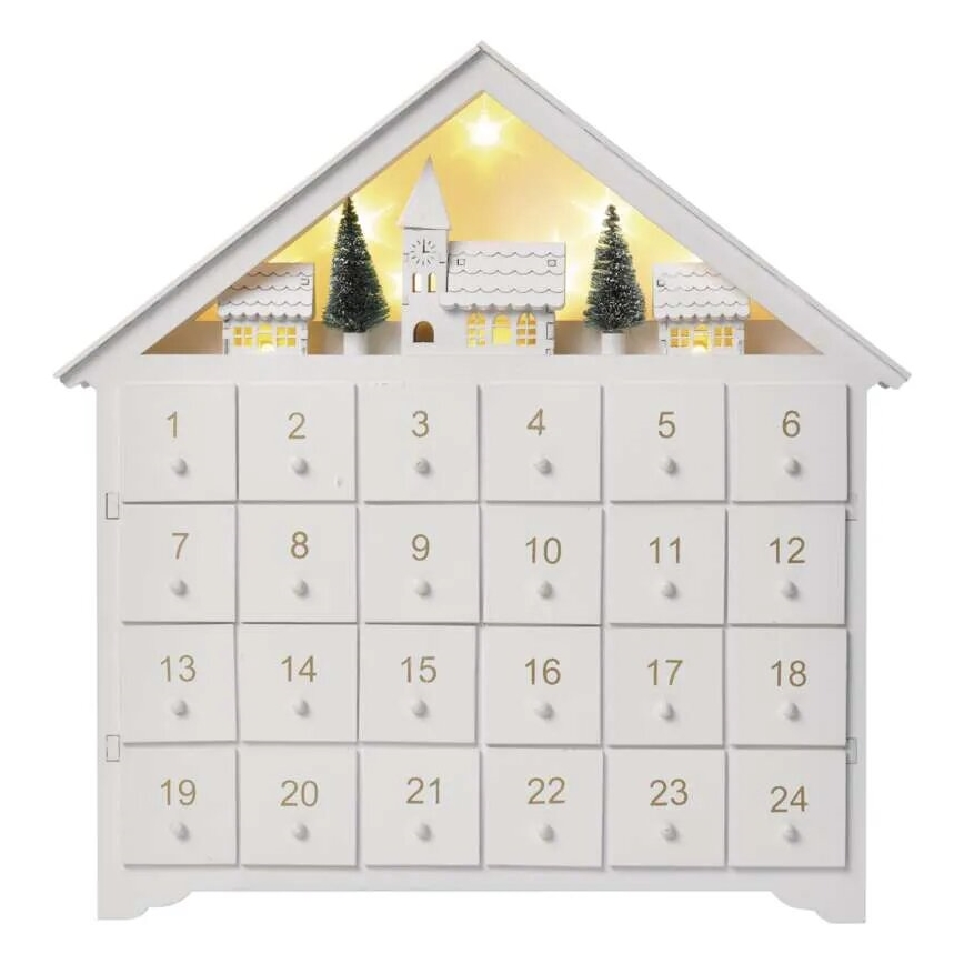 LED advendikalender 8xLED/2xAA valge