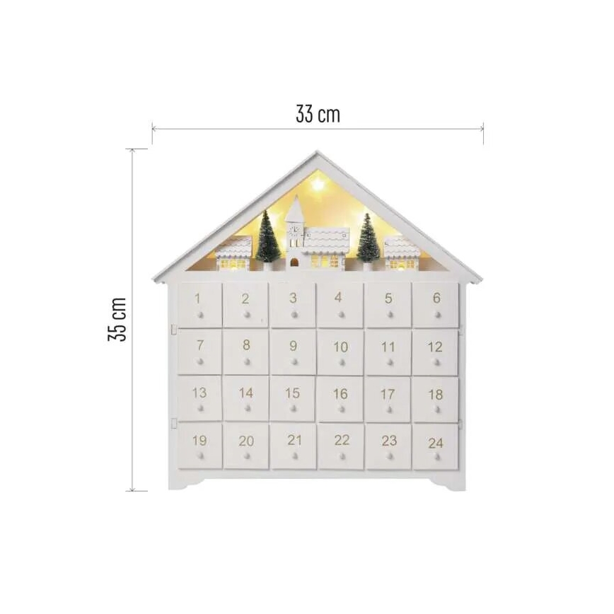 LED advendikalender 8xLED/2xAA valge