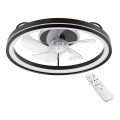 LED Hämardatav laevalgusti ventilaatoriga FARGO LED/37W/230V must + kaugjuhtimispult