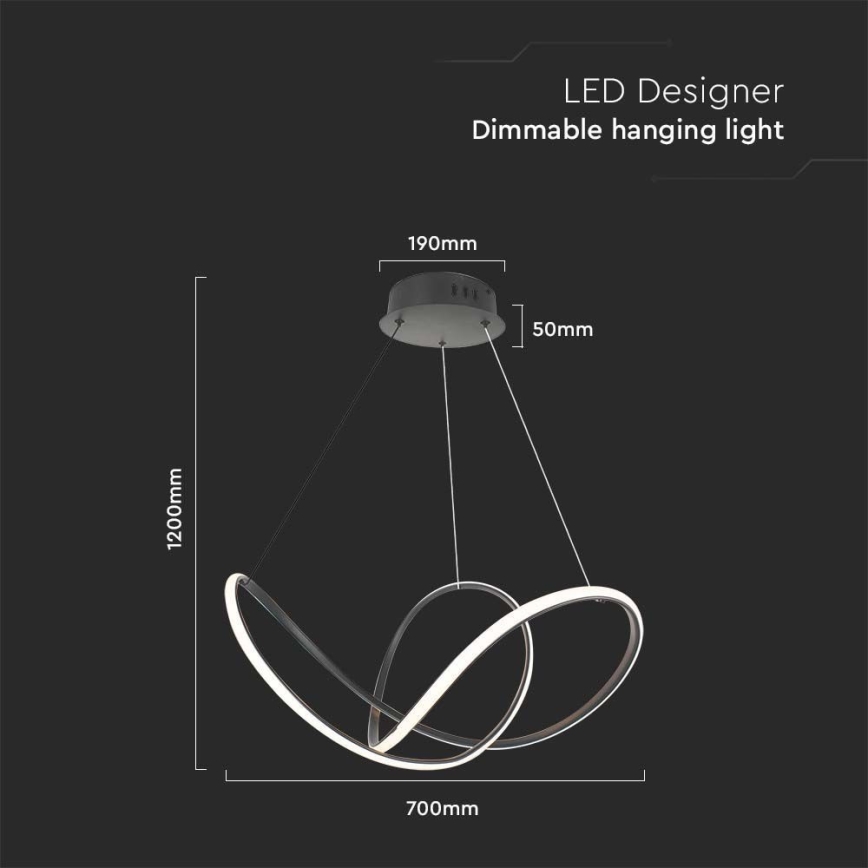 LED Hämardatav lühter LED/50W/230V 3000K must