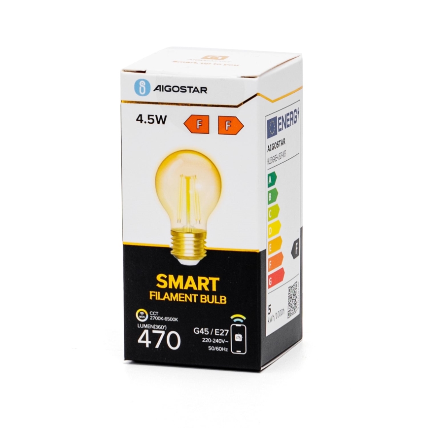 LED Hämardatav pirn FILAMENT G45 E27/4,5W/230V 2700-6500K Wi-Fi - Aigostar