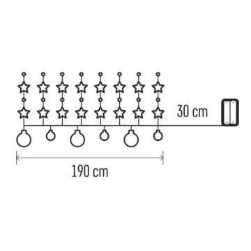 LED Jõuluteemaline valguskett 20xLED/2xAA 2,2 m soe valge