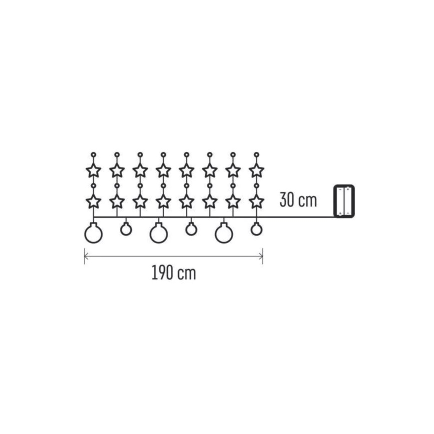 LED Jõuluteemaline valguskett 20xLED/2xAA 2,2 m soe valge