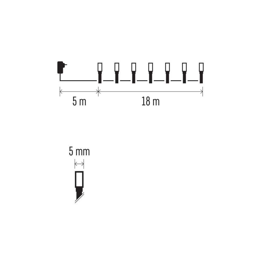 LED Jõuluteemaline väli valguskett 180xLED/8 režiimi 23m IP44 soe valge