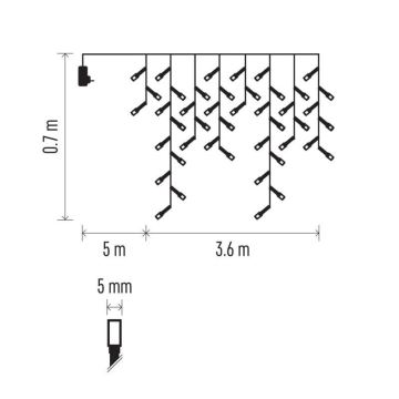 LED Jõuluteemaline väli valguskett 200xLED/8 režiimi 8,6m IP44 külm valge