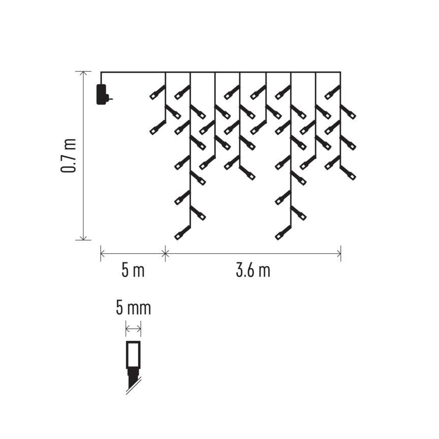 LED Jõuluteemaline väli valguskett 200xLED/8 režiimi 8,6m IP44 külm valge