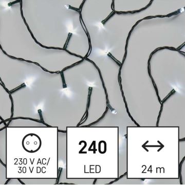 LED Jõuluteemaline väli valguskett 240xLED/8 režiimi 29m IP44 külm valge