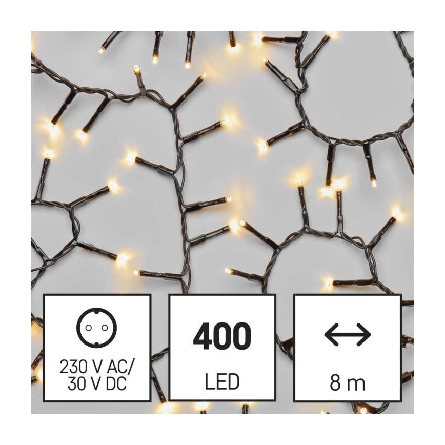 LED Jõuluteemaline väli valguskett 400xLED/13m IP44 soe valge