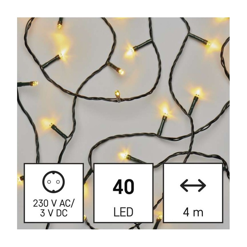 LED Jõuluteemaline väli valguskett 40xLED/9m IP44 soe valge