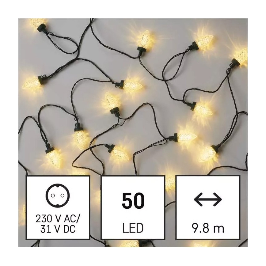 LED Jõuluteemaline väli valguskett 50xLED/8 funktsiooni 14,8 m IP44 soe valge