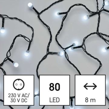 LED Jõuluteemaline väli valguskett 80xLED/13m IP44 külm valge