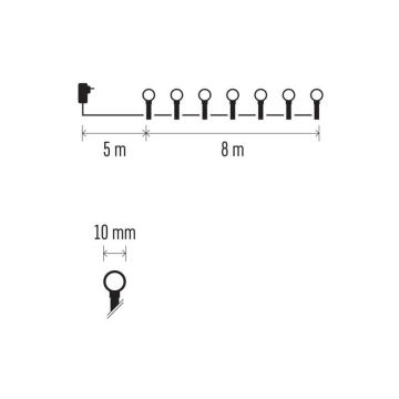 LED Jõuluteemaline väli valguskett 80xLED/13m IP44 külm valge