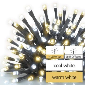 LED Jõuluteemaline väli valguskett 80xLED/2 funktsiooni 13m IP44 soe/külm valge