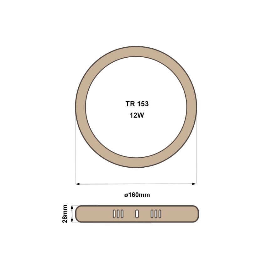 LED Laevalgusti RING LED/12W/230V 4200K 16 cm pruun