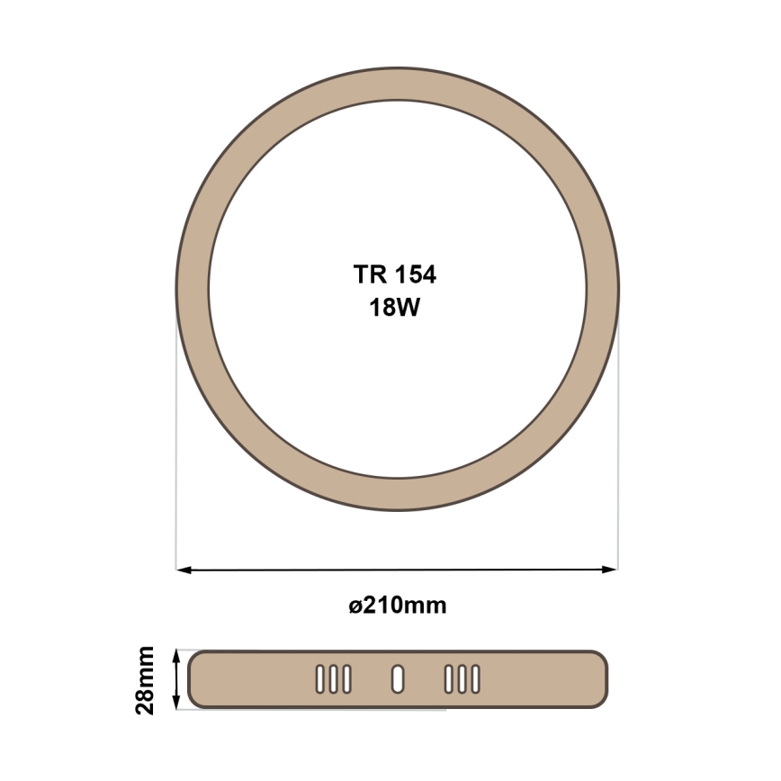 LED Laevalgusti RING LED/18W/230V 4200K 21 cm pruun