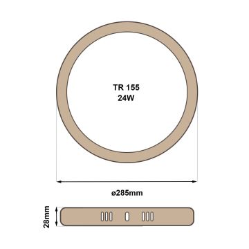 LED Laevalgusti RING LED/24W/230V 4200K 28,5 cm pruun