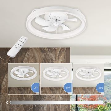 LED Hämardatav laevalgusti ventilaatoriga FARGO LED/37W/230V valge + kaugjuhtimispult