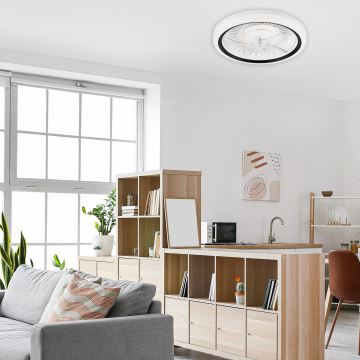 LED Hämardatav laevalgusti ventilaatoriga GEMMA LED/37W/230V valge + kaugjuhtimispult