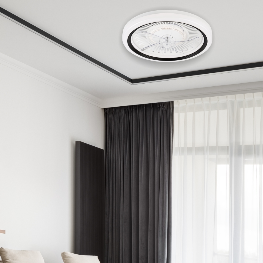 LED Hämardatav laevalgusti ventilaatoriga GEMMA LED/37W/230V valge + kaugjuhtimispult