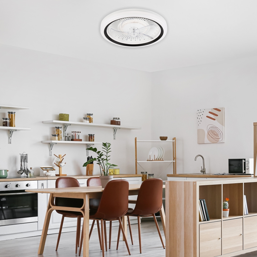 LED Hämardatav laevalgusti ventilaatoriga GEMMA LED/37W/230V valge + kaugjuhtimispult