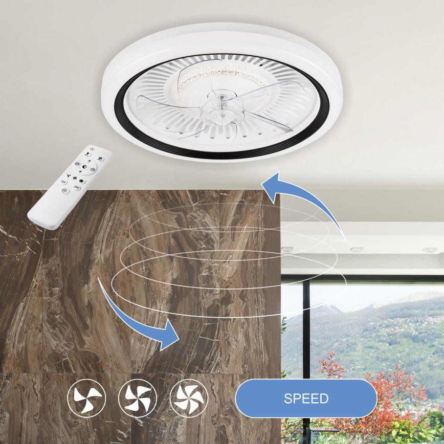 LED Hämardatav laevalgusti ventilaatoriga GEMMA LED/37W/230V valge + kaugjuhtimispult