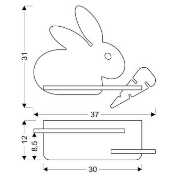 LED Laste seinavalgusti koos riiuliga RABBIT LED/4W/230V hall/valge/puit - FSC sertifitseeritud